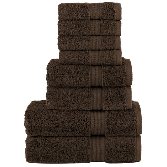 8 Piece Premium Towel Set SOLUND Brown 600 gsm