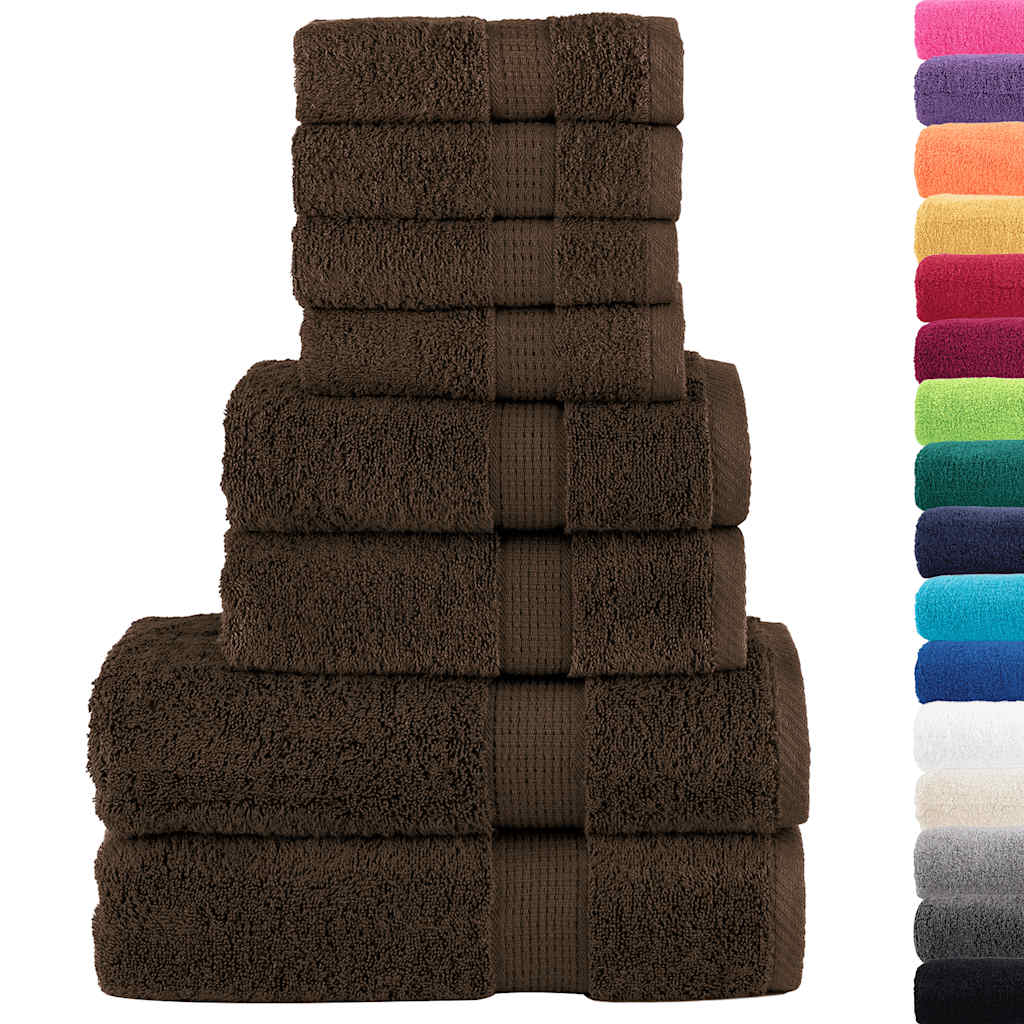 8 Piece Premium Towel Set SOLUND Brown 600 gsm
