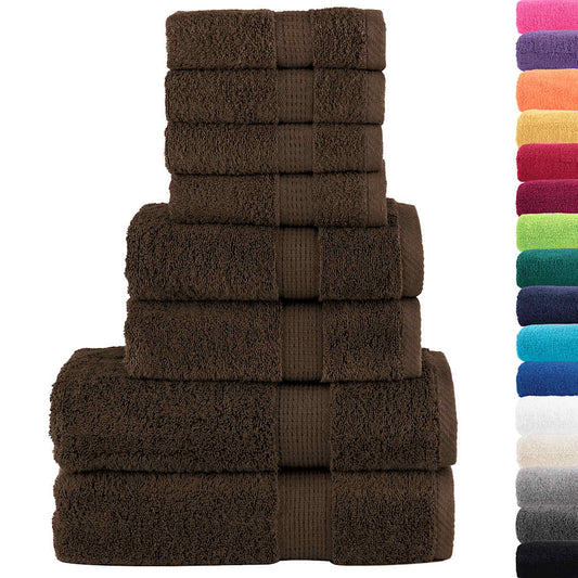 8 Piece Premium Towel Set SOLUND Brown 600 gsm