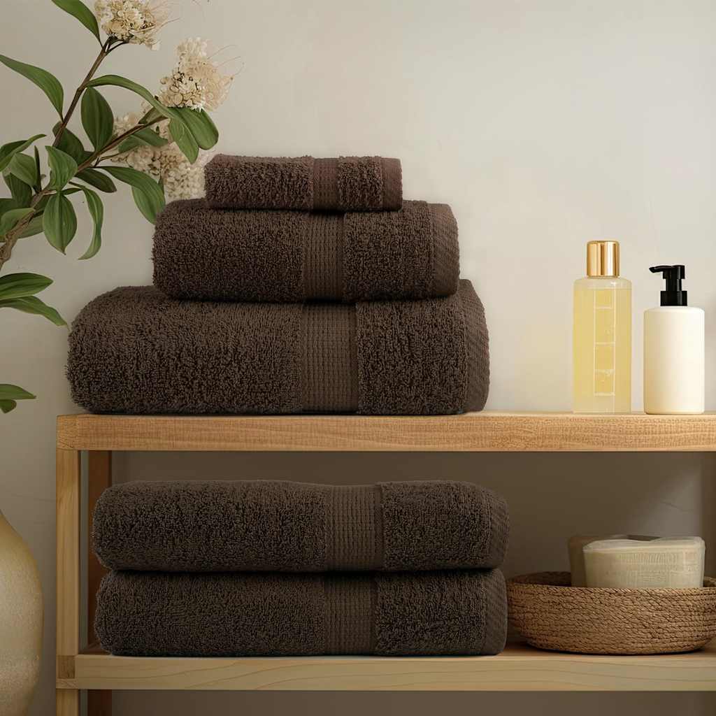 8 Piece Premium Towel Set SOLUND Brown 600 gsm