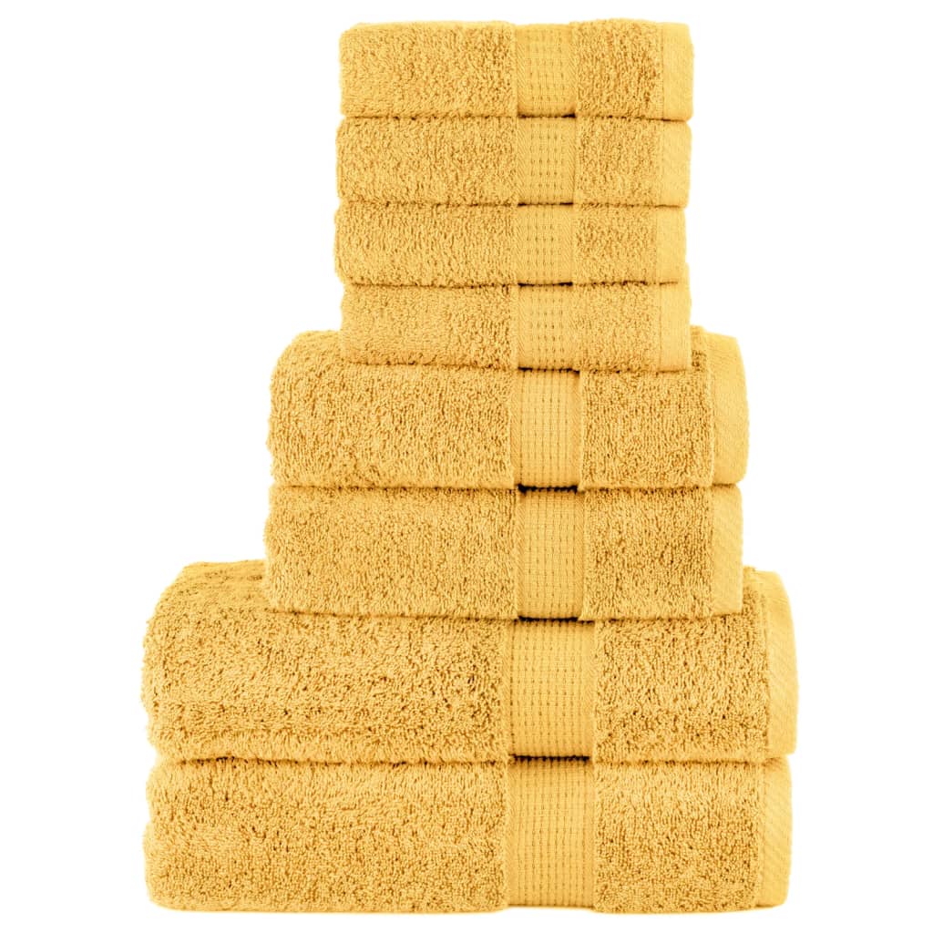 8 Piece Premium Towel Set SOLUND Gold 600 gsm