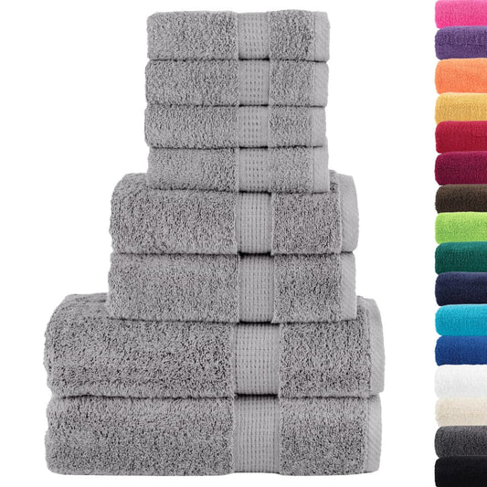 8 Piece Premium Towel Set SOLUND Grey 600 gsm