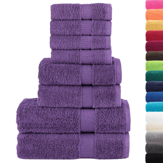 8 Piece Premium Towel Set SOLUND Purple 600 gsm