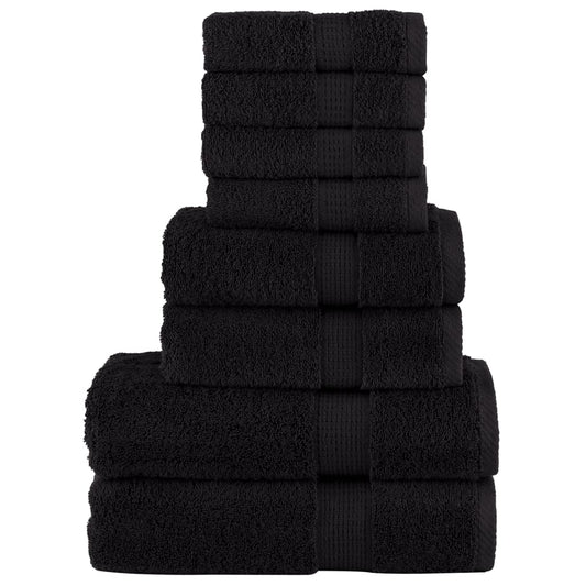 8 Piece Premium Towel Set SOLUND Black 600 gsm