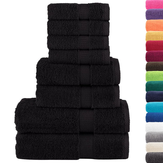 8 Piece Premium Towel Set SOLUND Black 600 gsm