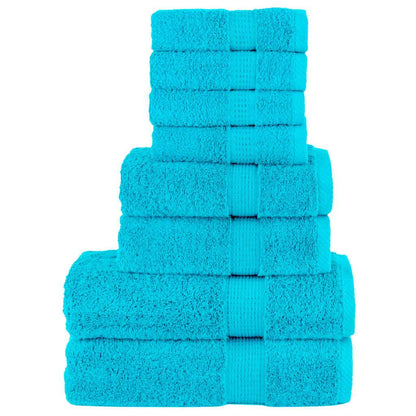 8 Piece Premium Towel Set SOLUND Turquoise 600 gsm
