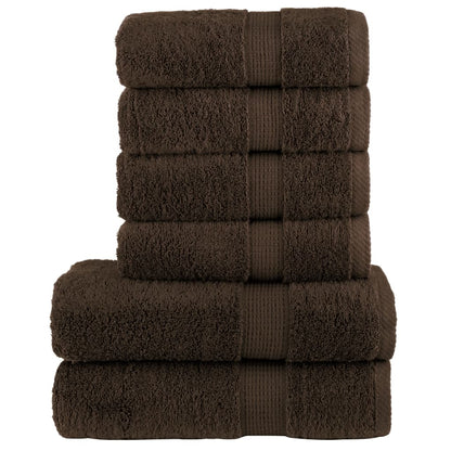 6 Piece Premium Towel Set SOLUND Brown 600 gsm
