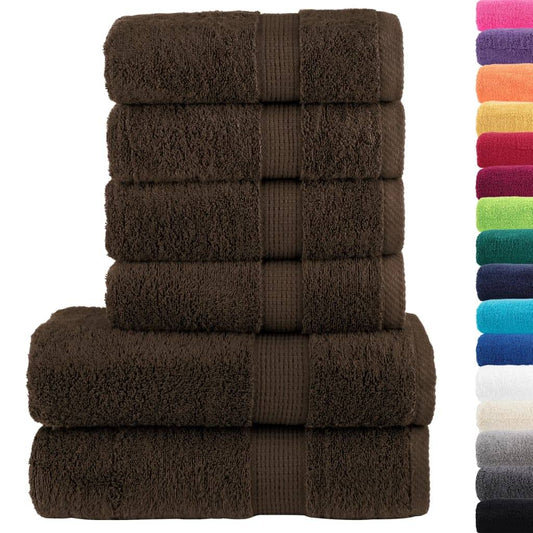 6 Piece Premium Towel Set SOLUND Brown 600 gsm