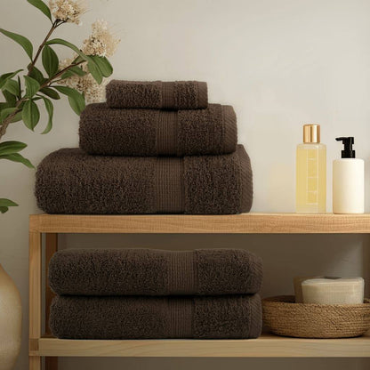 6 Piece Premium Towel Set SOLUND Brown 600 gsm