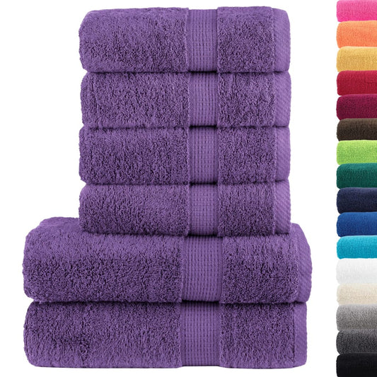 6 Piece Premium Towel Set SOLUND Purple 600 gsm