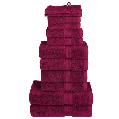 12 Piece Premium Towel Set SOLUND Bordeaux 600 gsm