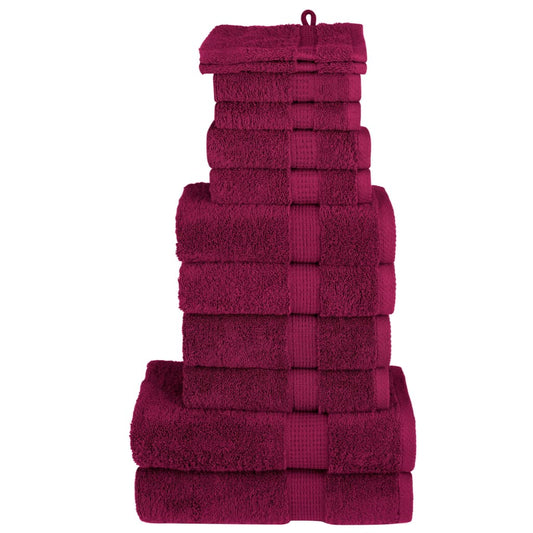 12 Piece Premium Towel Set SOLUND Bordeaux 600 gsm