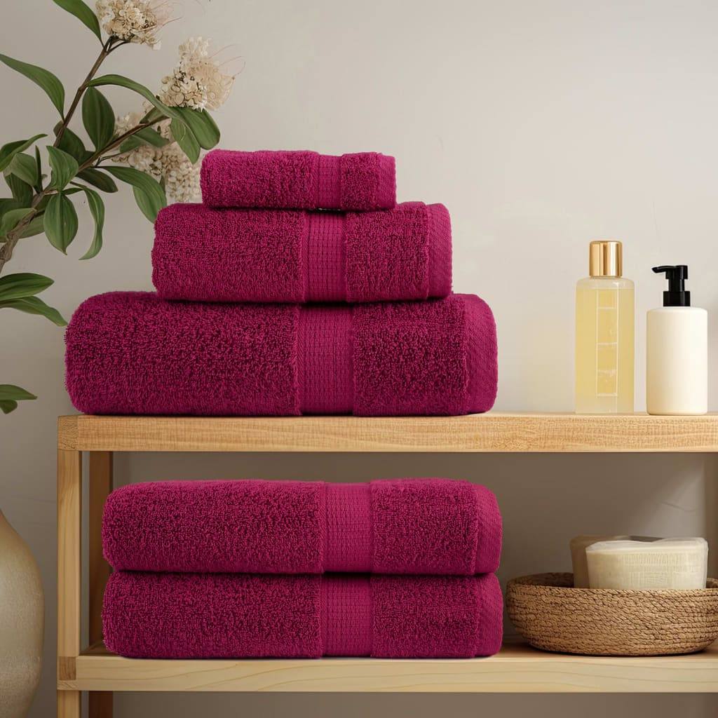 12 Piece Premium Towel Set SOLUND Bordeaux 600 gsm