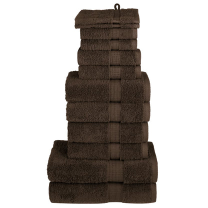 12 Piece Premium Towel Set SOLUND Brown 600 gsm