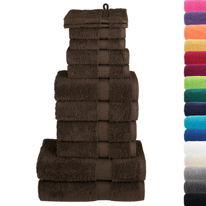 12 Piece Premium Towel Set SOLUND Brown 600 gsm