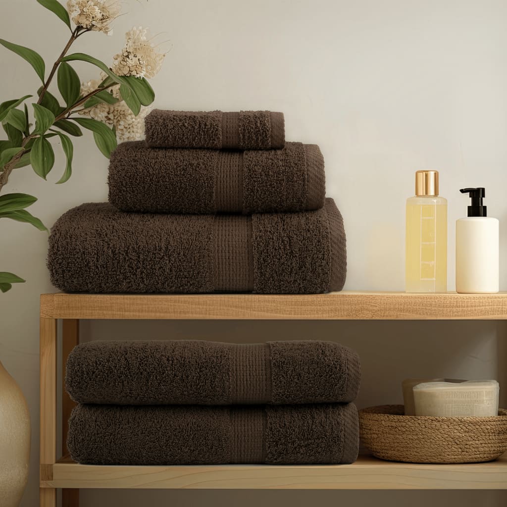 12 Piece Premium Towel Set SOLUND Brown 600 gsm