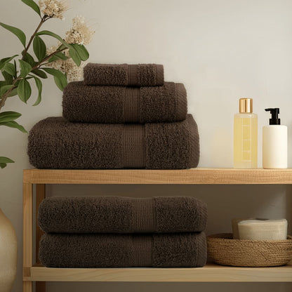 12 Piece Premium Towel Set SOLUND Brown 600 gsm