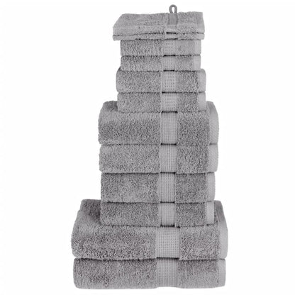 12 Piece Premium Towel Set SOLUND Grey 600 gsm