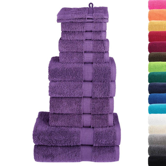 12 Piece Premium Towel Set SOLUND Purple 600 gsm