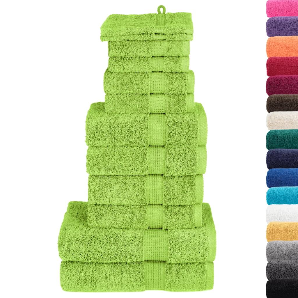 12 Piece Premium Towel Set SOLUND Green 600 gsm
