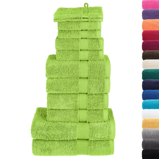 12 Piece Premium Towel Set SOLUND Green 600 gsm