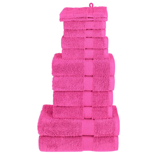 12 Piece Premium Towel Set SOLUND Pink 600 gsm
