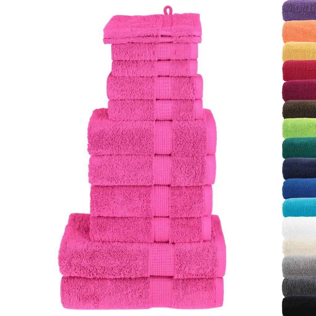12 Piece Premium Towel Set SOLUND Pink 600 gsm