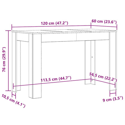 Dining Table Brown Oak 120x60x76 cm Engineered Wood