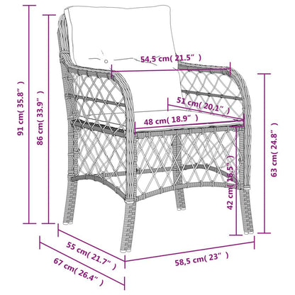 Garden Chairs with Cushions 2 pcs Beige Poly Rattan