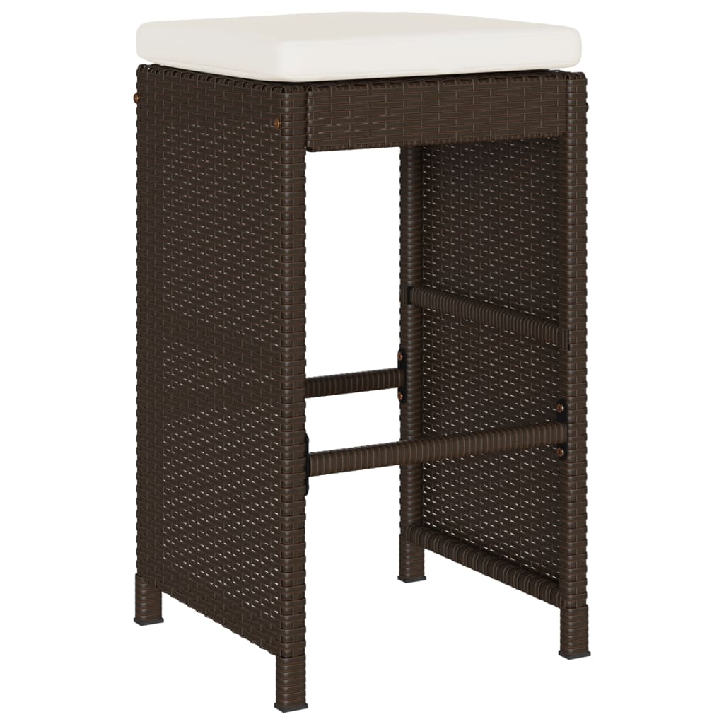 Garden Bar Stools with Cushions 6 pcs Brown Poly Rattan