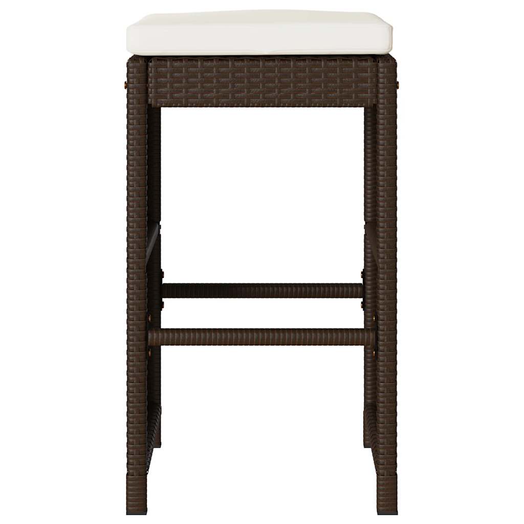 Garden Bar Stools with Cushions 6 pcs Brown Poly Rattan