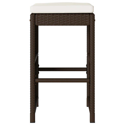 Garden Bar Stools with Cushions 6 pcs Brown Poly Rattan