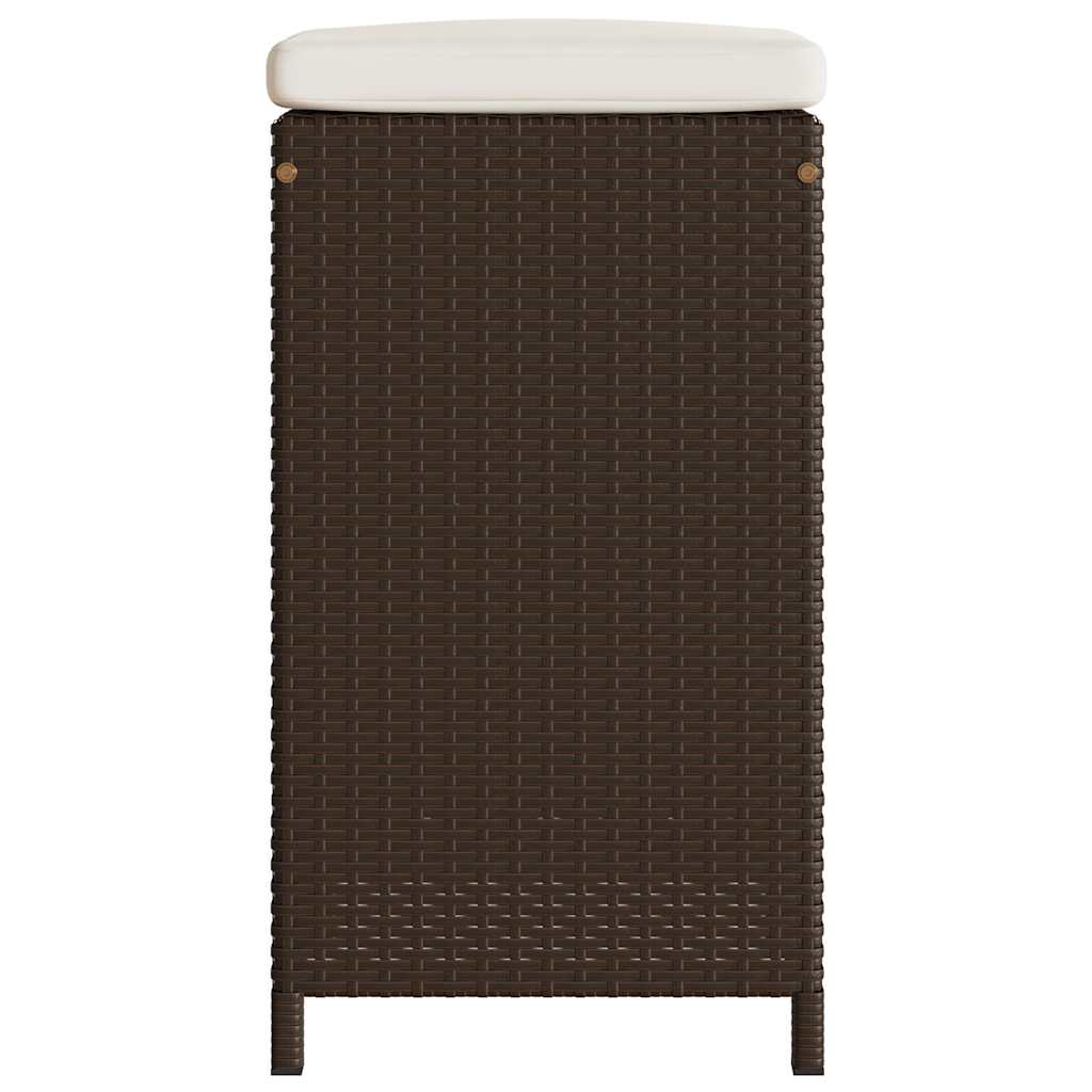 Garden Bar Stools with Cushions 6 pcs Brown Poly Rattan