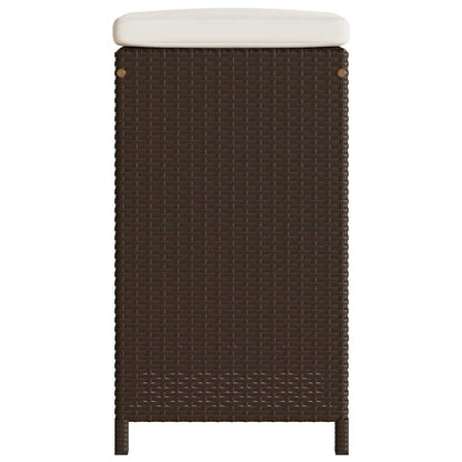 Garden Bar Stools with Cushions 6 pcs Brown Poly Rattan