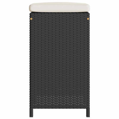 Garden Bar Stools with Cushions 6 pcs Black Poly Rattan