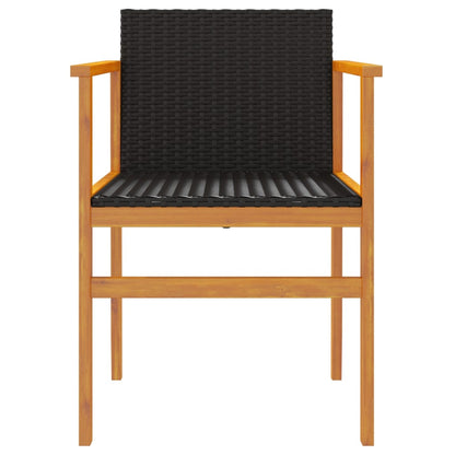 Garden Chairs 2 pcs Black Poly Rattan&Solid Wood