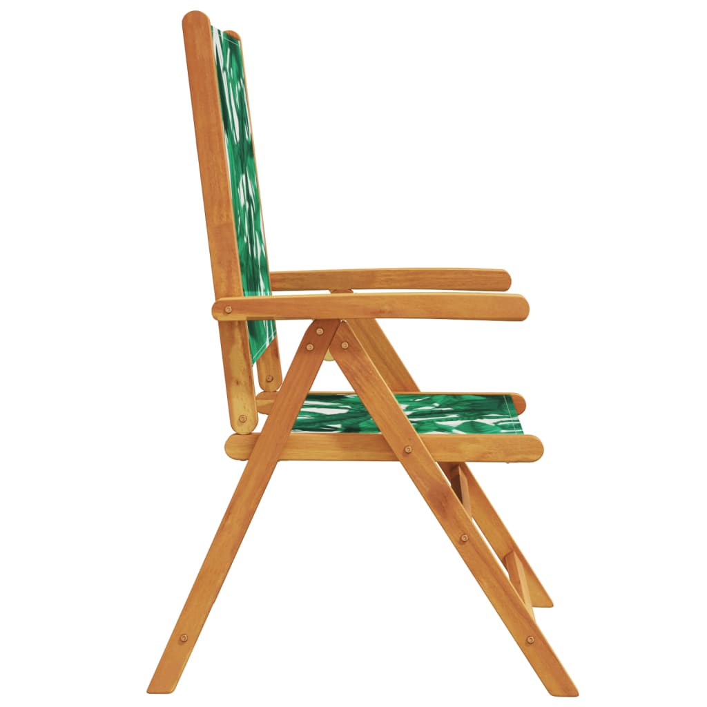 Garden Chairs 2 pcs Leaf Pattern Solid Wood Acacia and Fabric