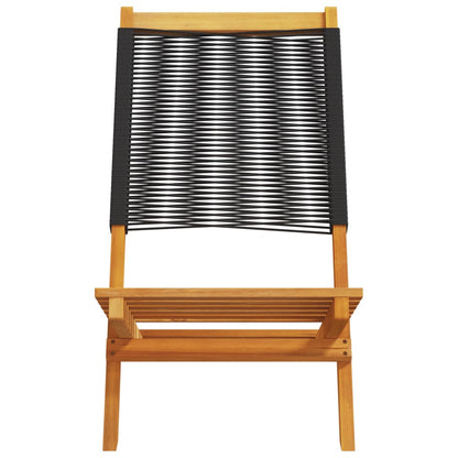 Garden Chairs 2 pcs Black Solid Wood Acacia and Polypropylene