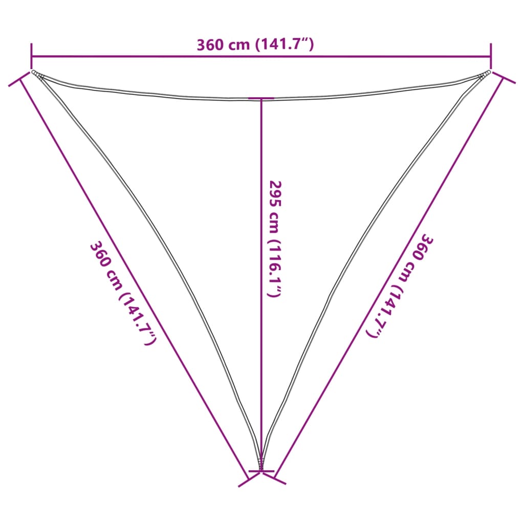 Sunshade Sail 160 g/m² Triangular Light Grey 3.6x3.6x3.6 m HDPE