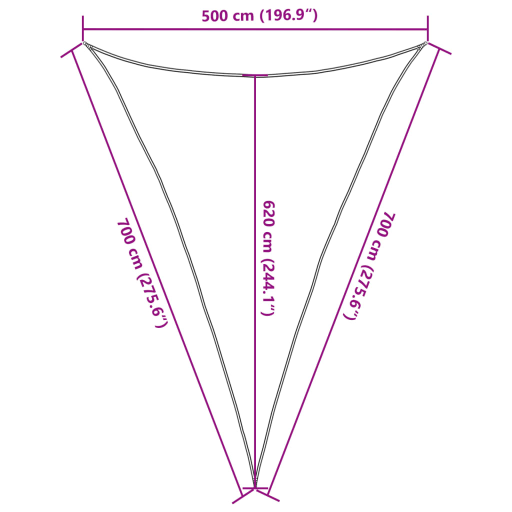 Sunshade Sail 160 g/m² Triangular Light Grey 5x7x7 m HDPE