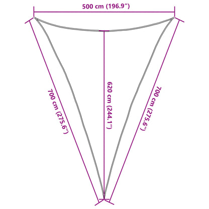Sunshade Sail 160 g/m² Triangular Light Grey 5x7x7 m HDPE