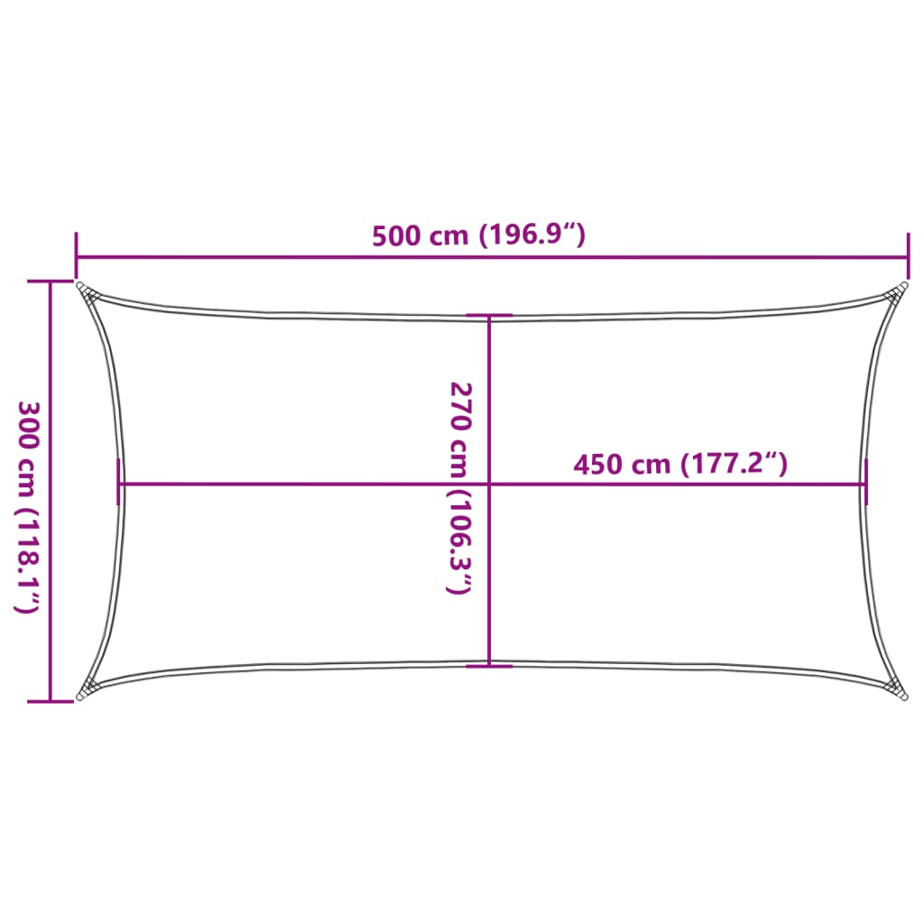 Sunshade Sail 160 g/m² Rectangular Sand 3x5 m HDPE