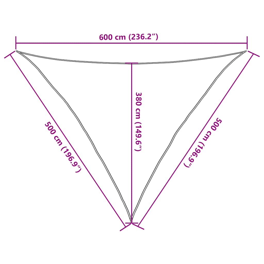 Sunshade Sail 160 g/m² Triangular Sand 5x5x6 m HDPE