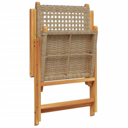 Reclining Garden Chairs 4 pcs Beige Poly Rattan and Solid Wood