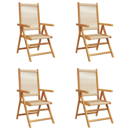 Reclining Garden Chairs 4 pcs Beige Solid Wood Acacia