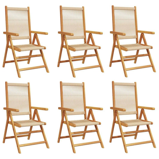 Reclining Garden Chairs 6 pcs Beige Solid Wood Acacia