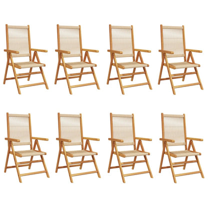Reclining Garden Chairs 8 pcs Beige Solid Wood Acacia