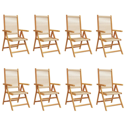 Reclining Garden Chairs 8 pcs Beige Solid Wood Acacia