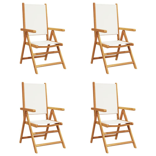 Reclining Garden Chairs 4 pcs Cream White Fabric and Solid Wood