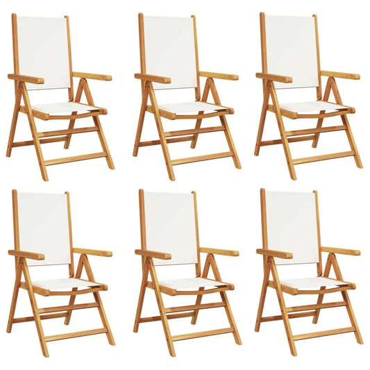 Reclining Garden Chairs 6 pcs Cream White Fabric and Solid Wood